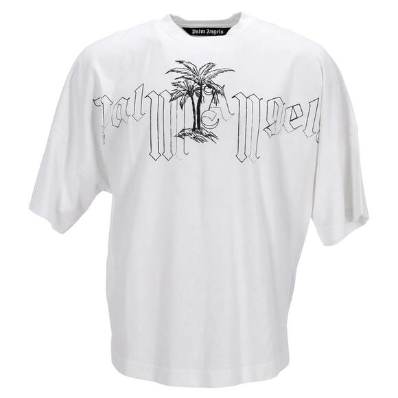 Palm Angels Logo Illustration Oversized T-Shirt in White...